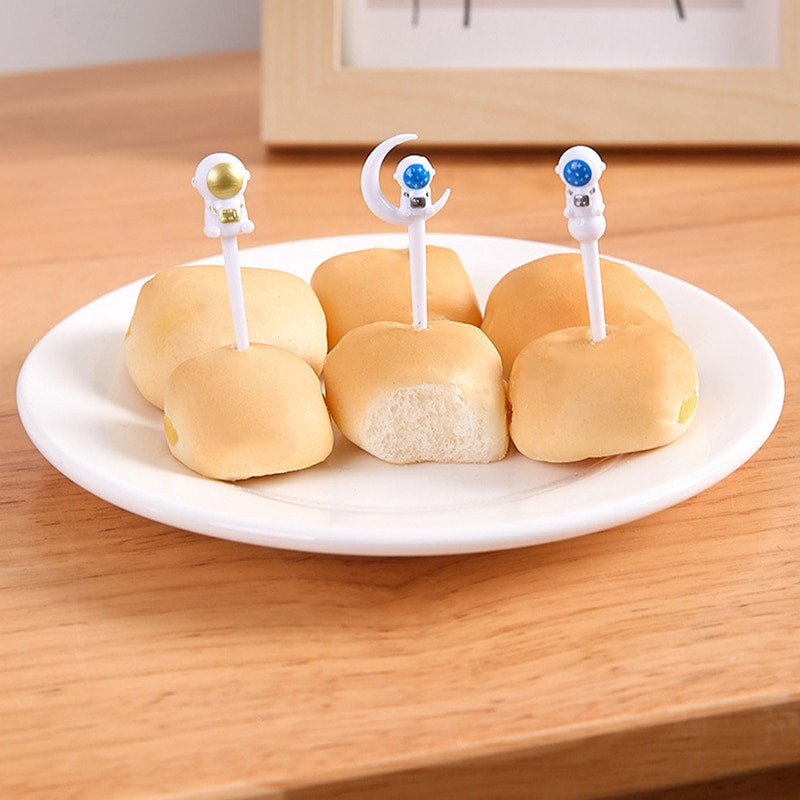 8 buc/lot astronaut furculiță cu fructe, gustări pentru copii, desert, scobitoare Bento, prânz, salată, accesorii, alegeri pentru tort, decorare pentru petreceri