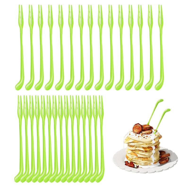 30 komada Vilica za voće Izdržljiva torta u crtanom obliku, desert, hrana, čačkalica protiv klizanja, 2 zuba, užina, predjelo, izbor voća za kuhinju