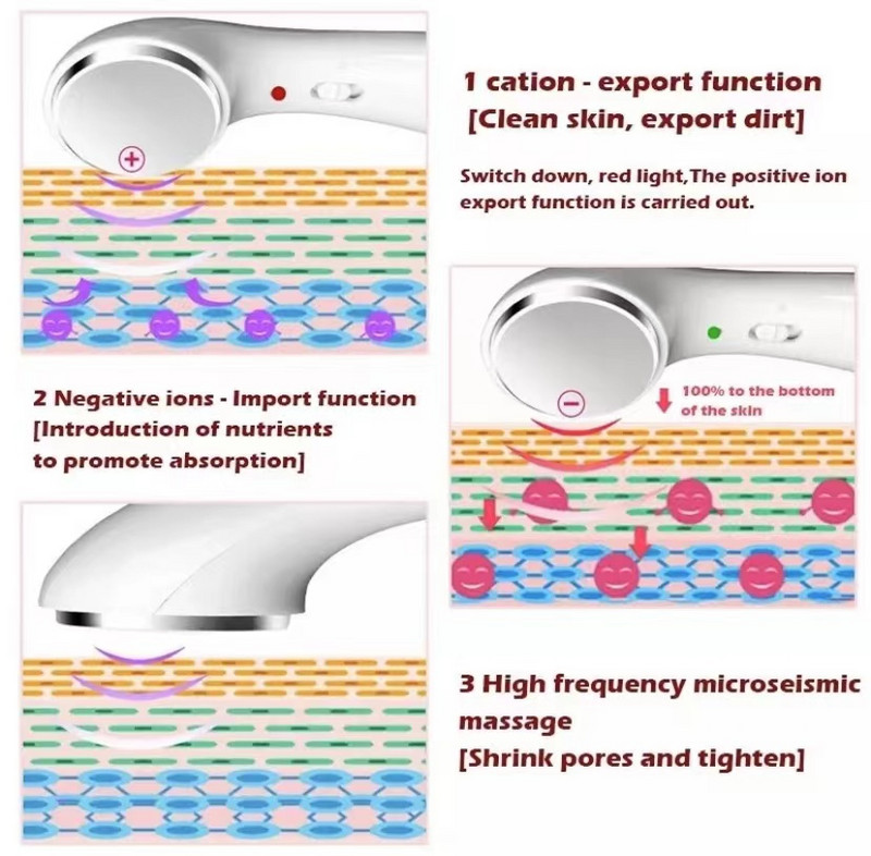 Beauty Instrument Ultraheli Vibration Ion Sügavpuhastav Näo Kompaktne Face Lift Massager parandab näohooldust Iluseade