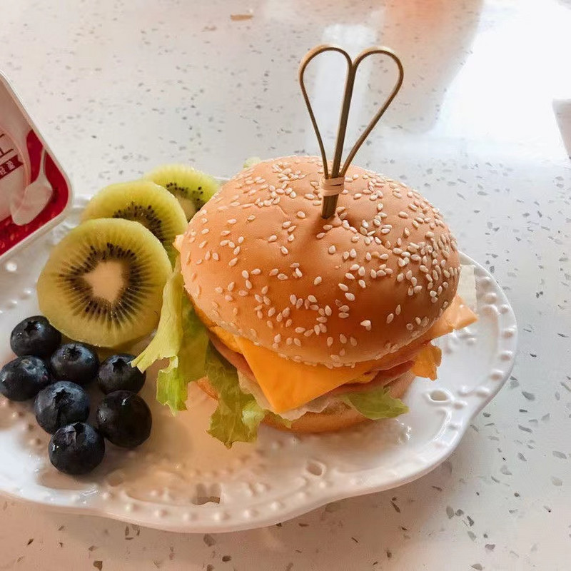 100 tk 12 cm lõigatud kujuga nöör fancy Loov bambusmärk puu vardas kokteilikahvel puu puu isuäratav hambaork puuvili