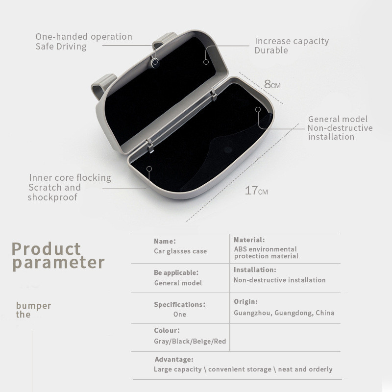 Autoprillide ümbris Klamber Päikeseprillide hoiukarp ABS materjal Auto sisustus Aksessuaarid Prillide hoidik Auto päikeseprillide hoidik