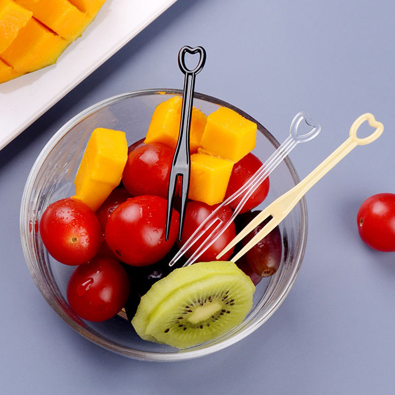 200 kom 9 cm šuplje srce Plastični izbor voća Buffet Cupcake Voćna vilica Party Desert Štapić za salatu Koktel ražanj za dekoraciju vjenčanja
