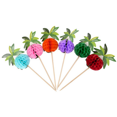 50 vnt Havajų vaisių maisto rinktukai kokosų medžio kokteilių bambuko dantų krapštukai tortų gabalėliai, skirti atogrąžų Luau vasaros vestuvių vakarėlio dekoravimui