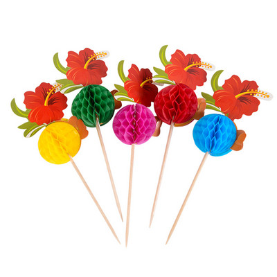 50 vnt Havajų vaisių maisto rinktukai kokosų medžio kokteilių bambuko dantų krapštukai tortų gabalėliai, skirti atogrąžų Luau vasaros vestuvių vakarėlio dekoravimui