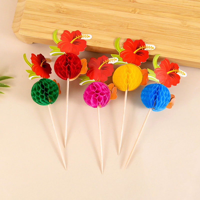 50 vnt Havajų vaisių maisto rinktukai kokosų medžio kokteilių bambuko dantų krapštukai tortų gabalėliai, skirti atogrąžų Luau vasaros vestuvių vakarėlio dekoravimui