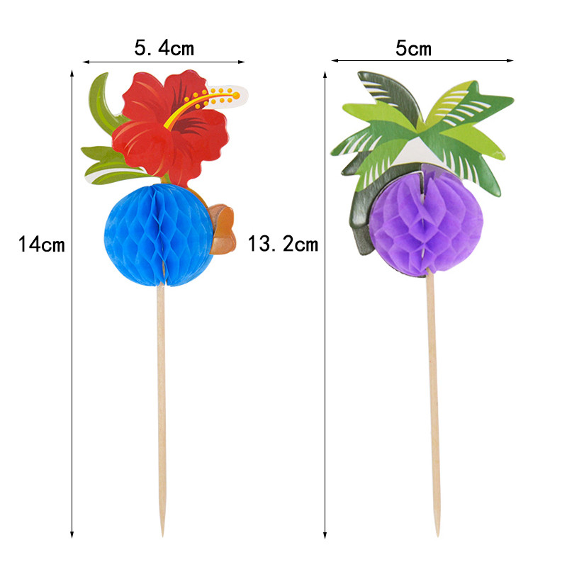 50 vnt Havajų vaisių maisto rinktukai kokosų medžio kokteilių bambuko dantų krapštukai tortų gabalėliai, skirti atogrąžų Luau vasaros vestuvių vakarėlio dekoravimui