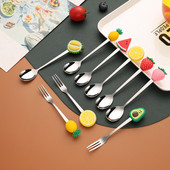 2 kom. Slatke žlice za kavu u obliku voća od nehrđajućeg čelika Žlica za desert od voća Vilica Žličica za slatkiše Čaj za piće Posuđe za jelo Kuhinjski pribor