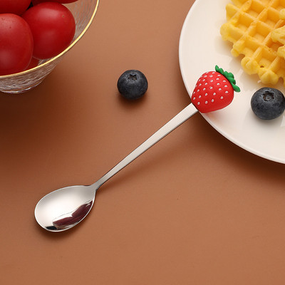 2 kom. Slatke žlice za kavu u obliku voća od nehrđajućeg čelika Žlica za desert od voća Vilica Žličica za slatkiše Čaj za piće Posuđe za jelo Kuhinjski pribor