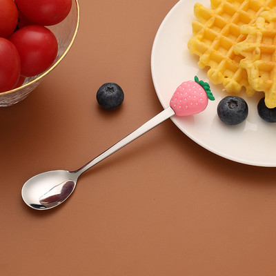 2 kom. Slatke žlice za kavu u obliku voća od nehrđajućeg čelika Žlica za desert od voća Vilica Žličica za slatkiše Čaj za piće Posuđe za jelo Kuhinjski pribor