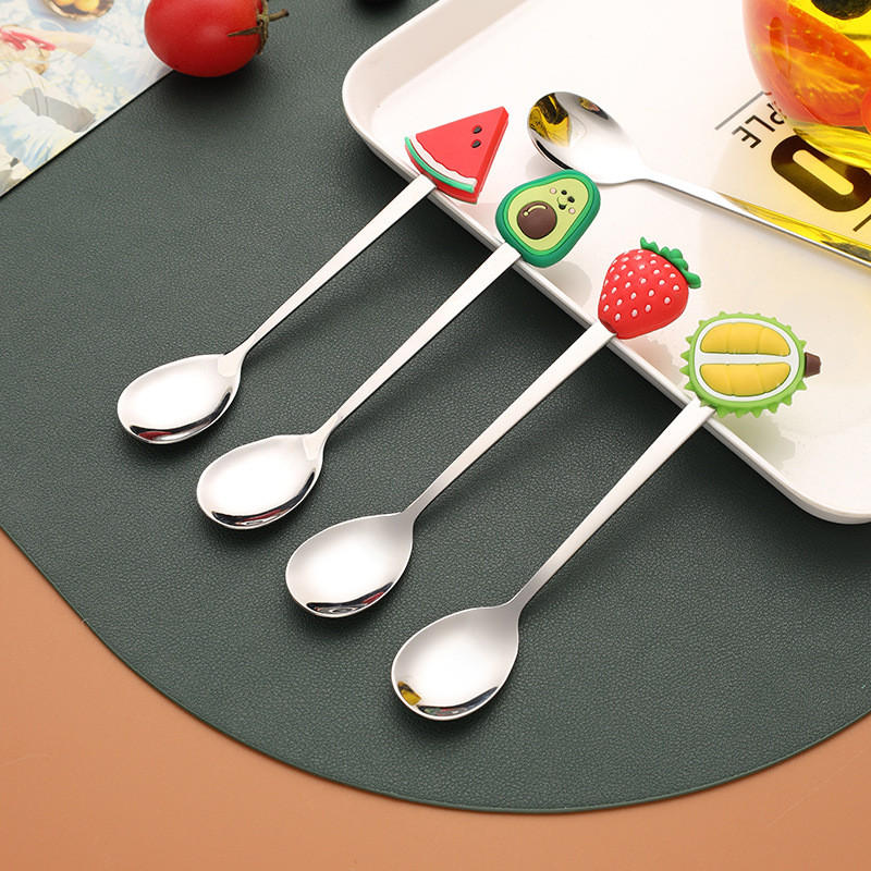 2 kom. Slatke žlice za kavu u obliku voća od nehrđajućeg čelika Žlica za desert od voća Vilica Žličica za slatkiše Čaj za piće Posuđe za jelo Kuhinjski pribor