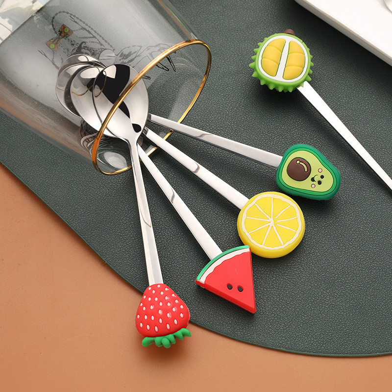2 kom. Slatke žlice za kavu u obliku voća od nehrđajućeg čelika Žlica za desert od voća Vilica Žličica za slatkiše Čaj za piće Posuđe za jelo Kuhinjski pribor