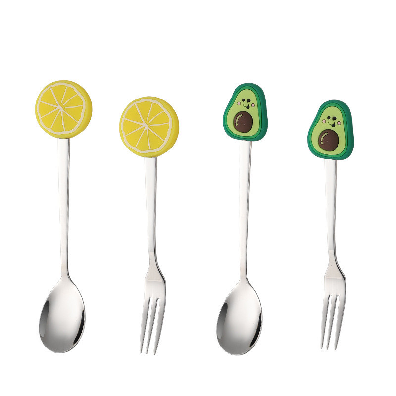2 kom. Slatke žlice za kavu u obliku voća od nehrđajućeg čelika Žlica za desert od voća Vilica Žličica za slatkiše Čaj za piće Posuđe za jelo Kuhinjski pribor