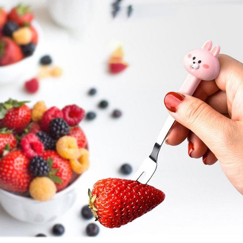 Kutija za pohranu Pribor za jelo Meke ručke Crtani zečić, uzorak žabe Kuhinjski pribor Pribor za jelo Voće Vilica Voće Čačkalica