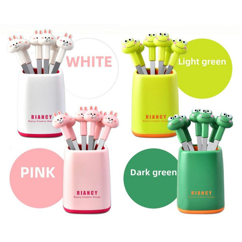 Kutija za pohranu Pribor za jelo Meke ručke Crtani zečić, uzorak žabe Kuhinjski pribor Pribor za jelo Voće Vilica Voće Čačkalica