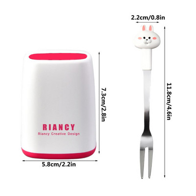 6 tk jänku puuviljakorkid lastele roostevabast terasest lõunakarbi kirkad pehmete käepidemetega magustoidukahvlid hoiupurgi kaunistustarvik