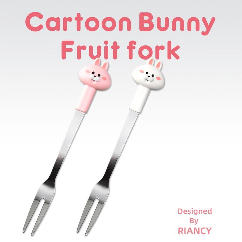 6 tk jänku puuviljakorkid lastele roostevabast terasest lõunakarbi kirkad pehmete käepidemetega magustoidukahvlid hoiupurgi kaunistustarvik