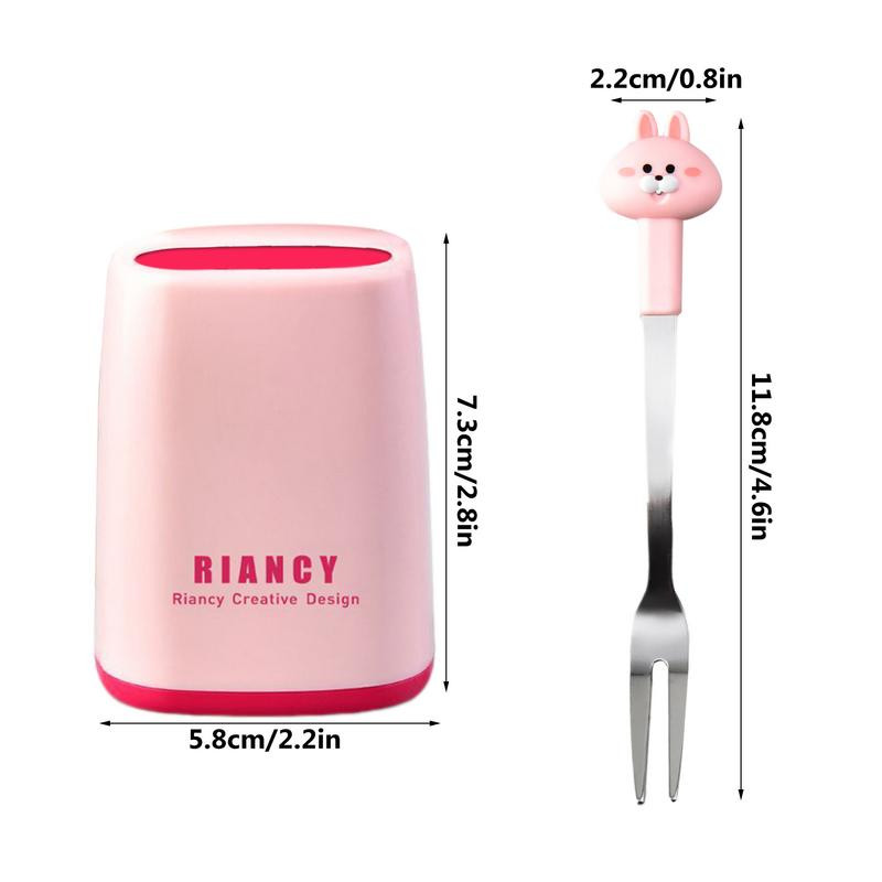 6 tk jänku puuviljakorkid lastele roostevabast terasest lõunakarbi kirkad pehmete käepidemetega magustoidukahvlid hoiupurgi kaunistustarvik