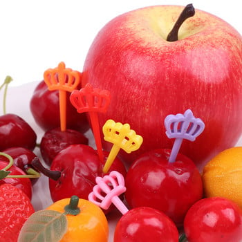 20 τμχ Cute Crown Mini Cartoon Toothpick Fruit Forks for Bento Box Κουτί γεύματος Διακοσμητικό