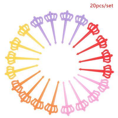 20 tk armsad kroon-mini multifilmi hambaorki puuviljakahvlid Bento Box lõunasöögikarbi jaoks