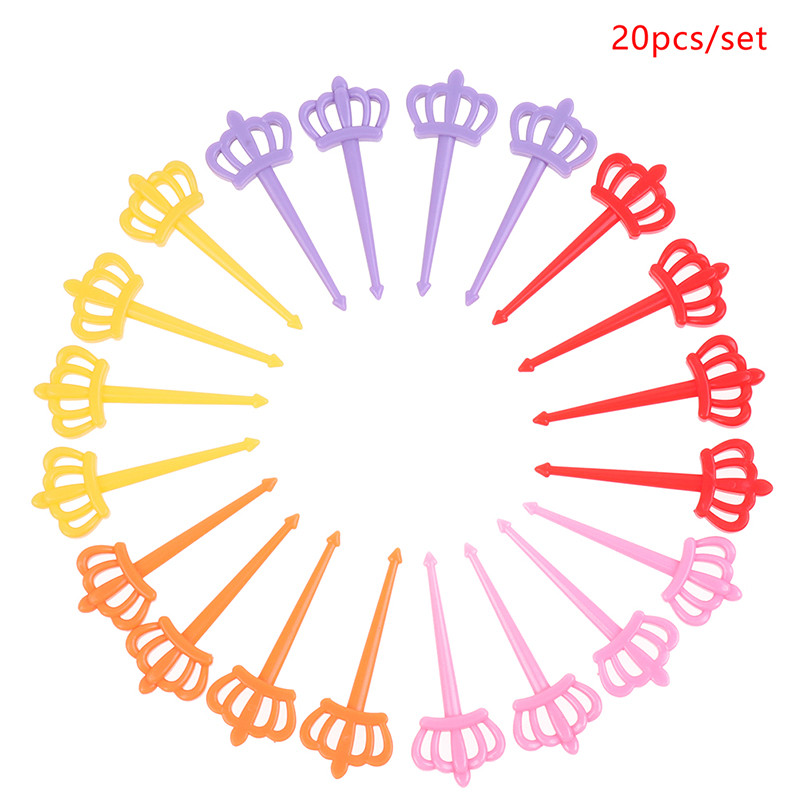 20 tk armsad kroon-mini multifilmi hambaorki puuviljakahvlid Bento Box lõunasöögikarbi jaoks