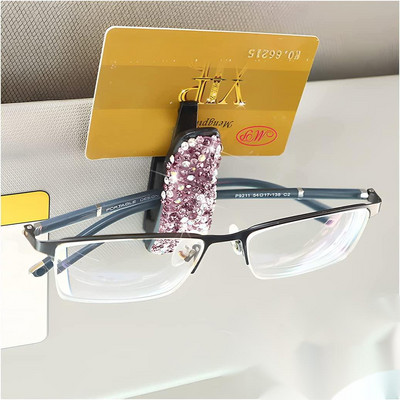 Napellenzőre szerelhető napszemüveg klip tartó strassz tartó Hordozható napszemüveg klipkártya jegytartó tok kapocs univerzális tartozékok