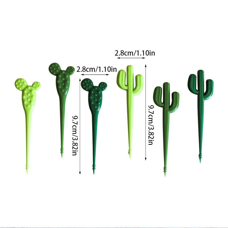 6 tk kaasaskantavad kaktuse eelroad, toidupulgad, puupulgad, puuviljakahvlid, korduvkasutatavad dekoratiivsed hambaorkid, kohvikupidu magustoit