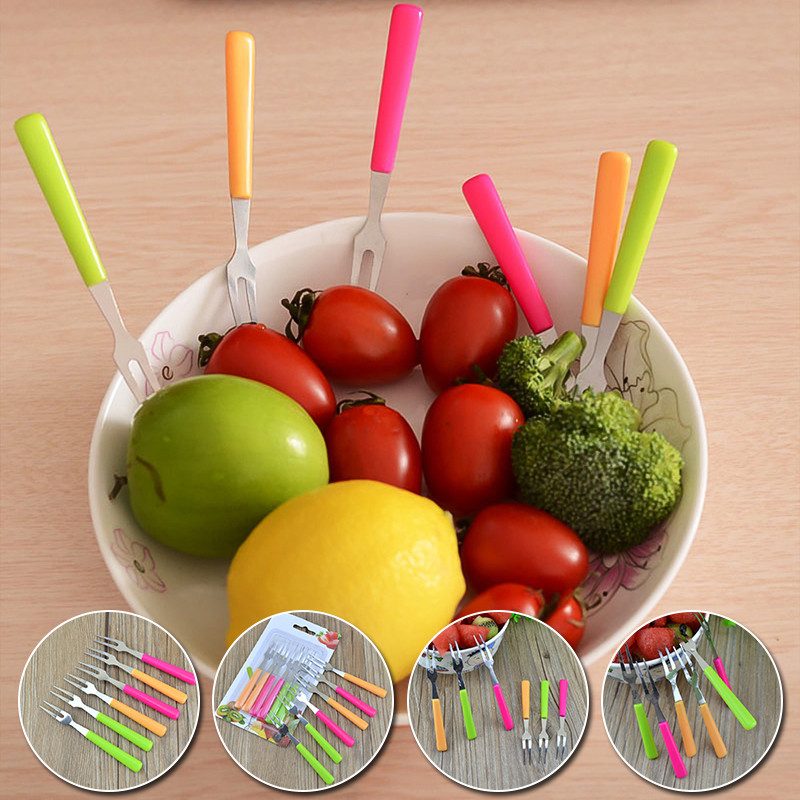 6 bucăți drăguț cu formă de prințesă furculițe din oțel inoxidabil pentru fructe pentru copii set de furculițe pentru desert cu suport de depozitare furculiță de degustare pentru petreceri tacâmuri