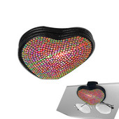Držač za automobilske naočale u obliku srca Bling Držač za naočale Kvapa sa kamenčićima u obliku srca Držači za naočale za automobil Štitnik za sunce s Bling