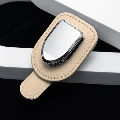 Vizir za automobil, kožni držač za sunčane naočale, prvi sloj kopče za sunčane naočale, montiran sa kopčom za kartice za karte, prikladno za sve modele