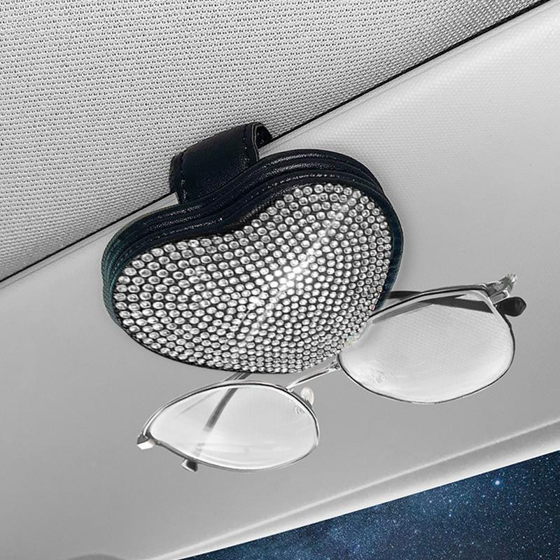 Blingi auto päikesesirmi prillide hoidik Moodne päikeseprillide hoidja klamber südamekujuline prillide hoidik auto päikesesirmi jaoks koos Blingiga