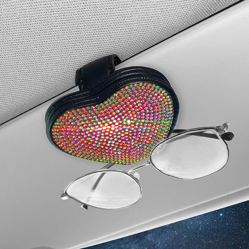 Blingi auto päikesesirmi prillide hoidik Moodne päikeseprillide hoidja klamber südamekujuline prillide hoidik auto päikesesirmi jaoks koos Blingiga