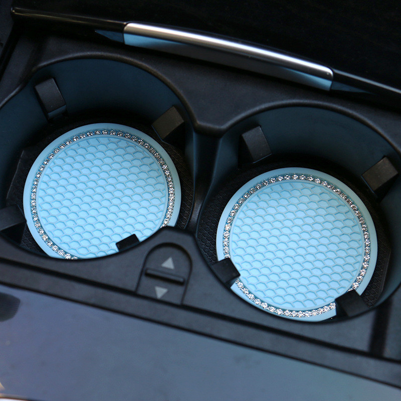 2 db autóalátét PVC textúrájú puha ragasztó, hordozható csúszásgátló pohártartó szőnyeg deformációgátló, kényelmes érintéssel autóbelső kiegészítők