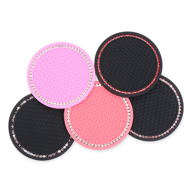 Bling Glitter akrüül-teemant autoalust PVC reisiauto tassi matid libisemisvastased kristallist auto salongitarvikud