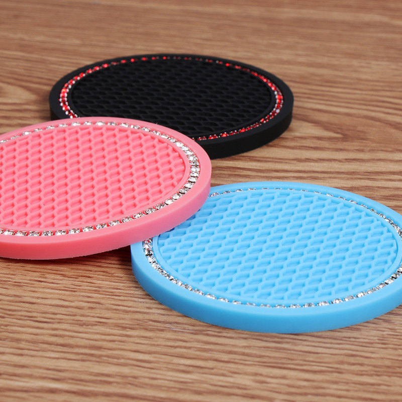 Bling Glitter akrüül-teemant autoalust PVC reisiauto tassi matid libisemisvastased kristallist auto salongitarvikud