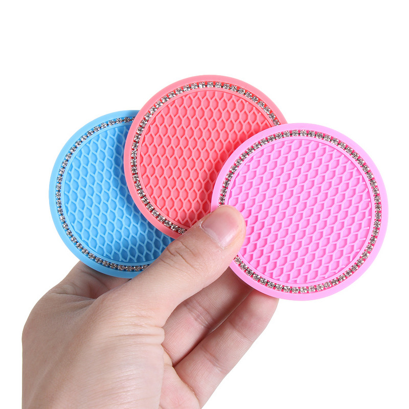 Bling Glitter akrüül-teemant autoalust PVC reisiauto tassi matid libisemisvastased kristallist auto salongitarvikud