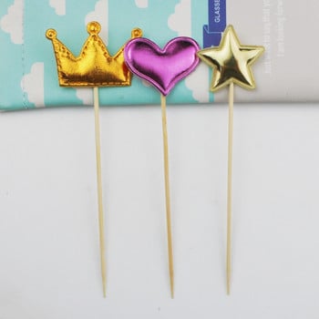 20бр. 13CM Heart Star Cupcake Toppers Cake Topper Decorating Picks Детска сватба, рожден ден Декорации за партита Baby Shower Сувенири