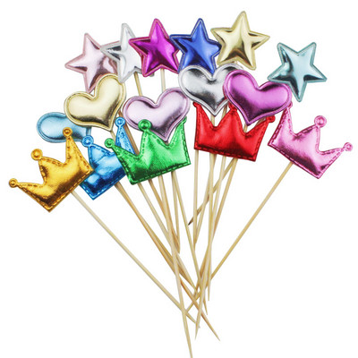 20db 13cm-es Heart Star Cupcake Toppers Tortafedő Díszítő Pick Gyerekek Esküvői Születésnapi Party Dekorációk Babaváró kedvencek