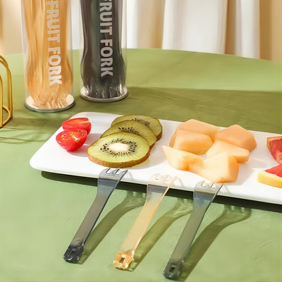 20 buc. Furculiță din plastic potrivită pentru prăjituri, salate, fructe, furculițe cu cutie de depozitare, furculițe detașabile pentru desert, veselă portabilă pentru picnic de camping