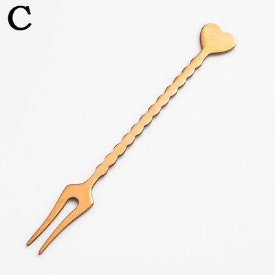 1vnt vaisių šakutė nerūdijančio plieno Kūrybinė širdies šakutė Desertas Valgomas Maisto Indas Daugkartinis Namų Stalo reikmenys Virtuvės priedai