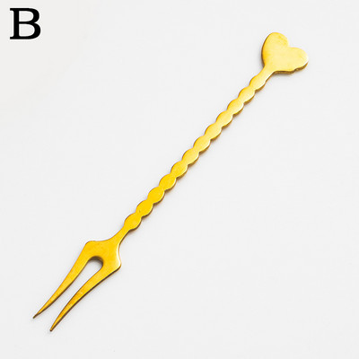 1vnt vaisių šakutė nerūdijančio plieno Kūrybinė širdies šakutė Desertas Valgomas Maisto Indas Daugkartinis Namų Stalo reikmenys Virtuvės priedai