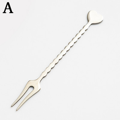 1vnt vaisių šakutė nerūdijančio plieno Kūrybinė širdies šakutė Desertas Valgomas Maisto Indas Daugkartinis Namų Stalo reikmenys Virtuvės priedai