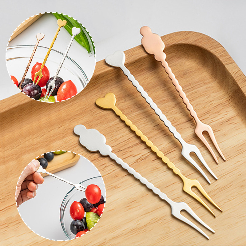 1vnt vaisių šakutė nerūdijančio plieno Kūrybinė širdies šakutė Desertas Valgomas Maisto Indas Daugkartinis Namų Stalo reikmenys Virtuvės priedai