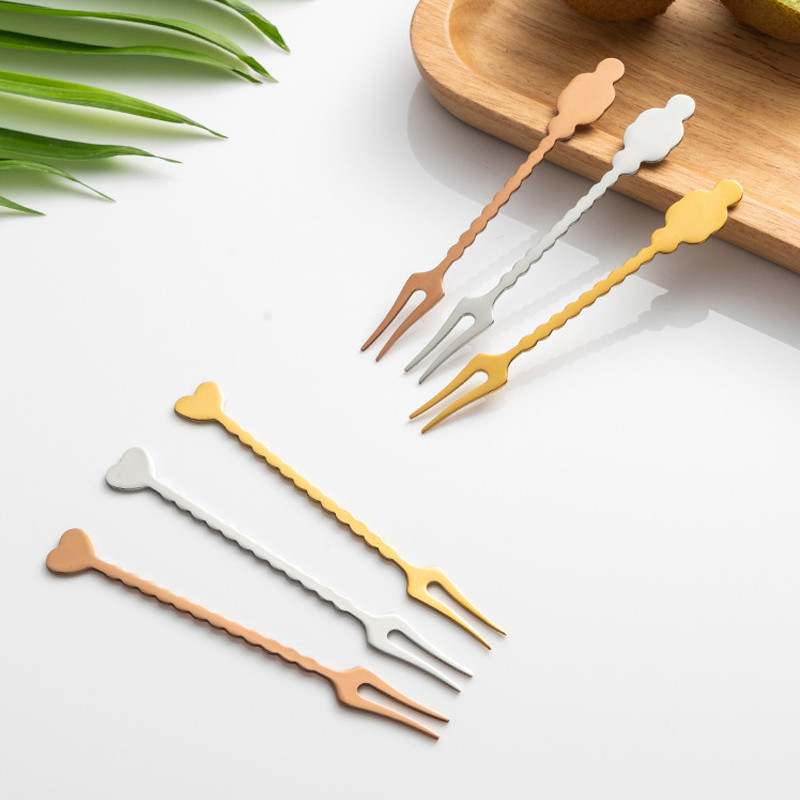 1vnt vaisių šakutė nerūdijančio plieno Kūrybinė širdies šakutė Desertas Valgomas Maisto Indas Daugkartinis Namų Stalo reikmenys Virtuvės priedai
