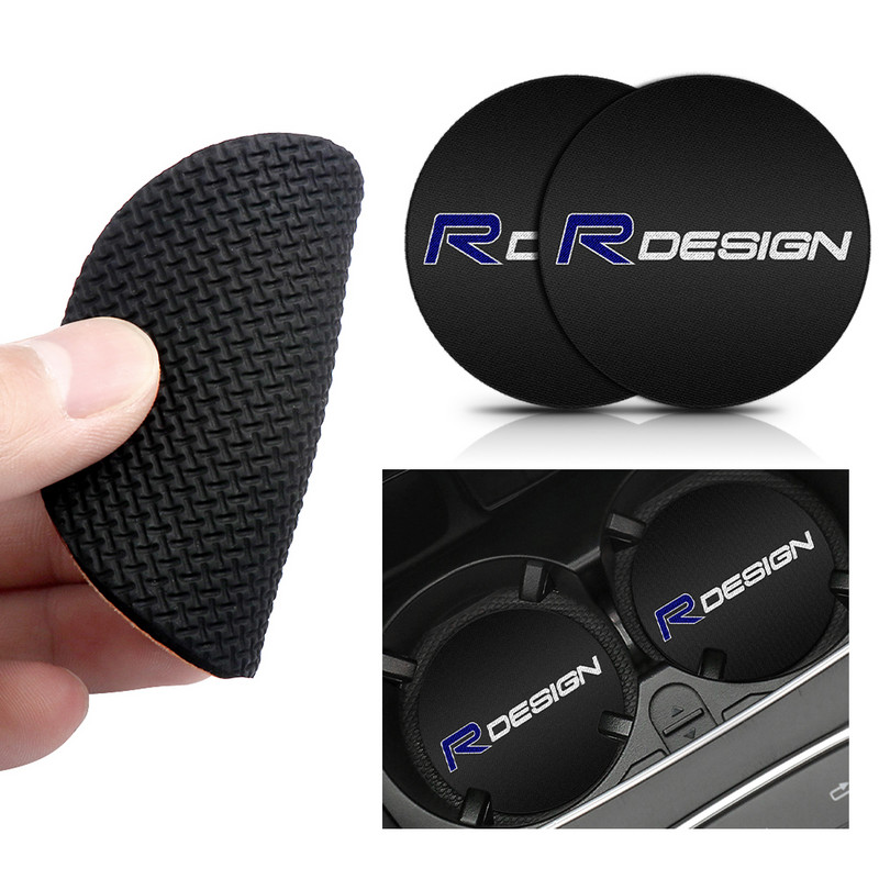 2vnt Car Rdesign Badge Vandens puodelių laikiklis Kilimėliai Neslystantys padėkliukai Priedai, skirti Volvo XC60 S60 V40 V50 V60 XC90 S40 S80 C30 XC40