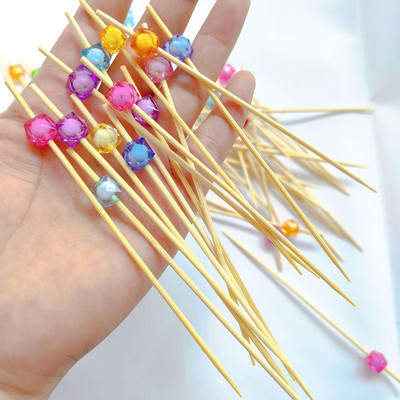 100db bambusz koktélcsákányok nyársok partik ételválogatások gyümölcs fogpiszkáló szendvicsrudak, ünnepi/esküvői/babazuhany/rendezvény dekoráció