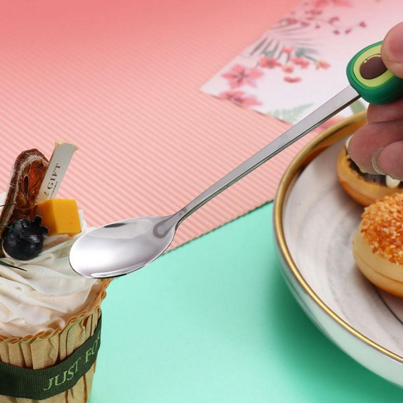 1 tk roostevabast terasest armsad puuviljakujulised kohvilusikad puuvilja magustoidu lusikas kahvel kommid teelusikas joogi lauanõud köögitarbed