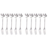 Nerūdijančio plieno šakutė, lapo formos rankena Desertinė šakutė vaisių salotos Mėsa Virtuvės priedai. Sidabras 10 daiktų