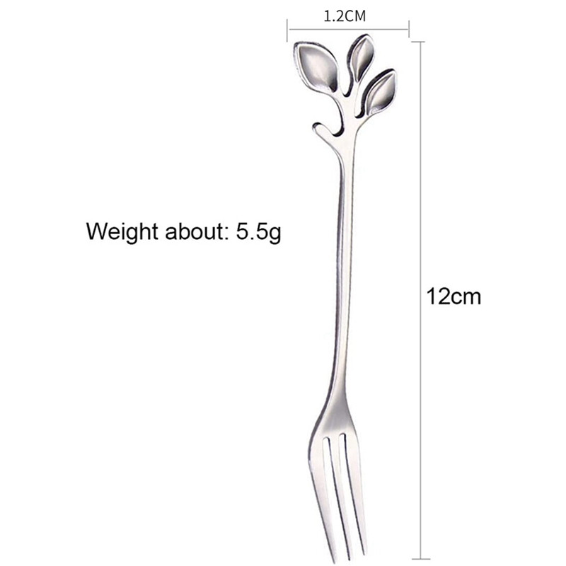 Nerūdijančio plieno šakutė, lapo formos rankena Desertinė šakutė vaisių salotos Mėsa Virtuvės priedai. Sidabras 10 daiktų