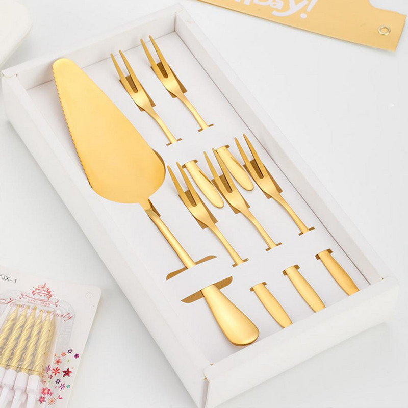 1 komplekt Tassikoogikahvlite komplekt Praktiline korduvkasutatav kõrge kõvadusega köögitööriistad Kahvlilabida komplekt koogikahvli labida komplekt