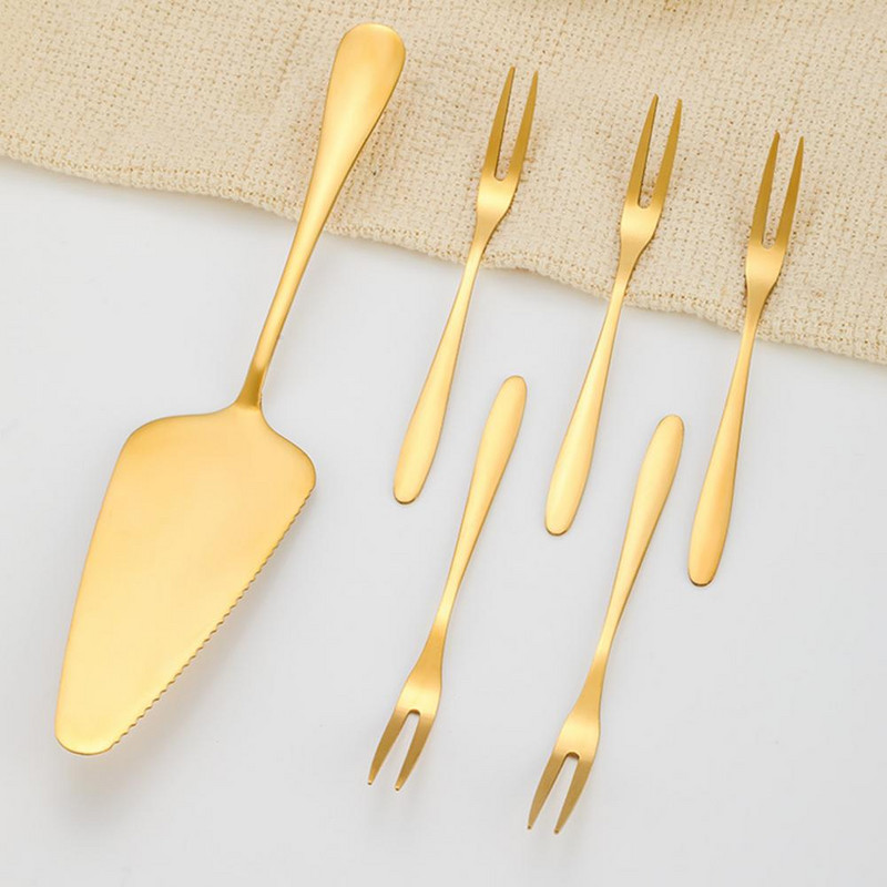 1 komplekt Tassikoogikahvlite komplekt Praktiline korduvkasutatav kõrge kõvadusega köögitööriistad Kahvlilabida komplekt koogikahvli labida komplekt